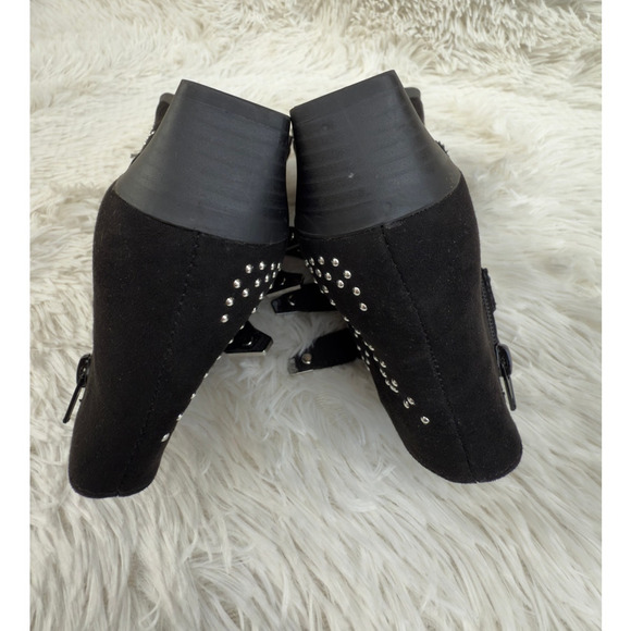 Forever 21 Black Studded Buckle Ankle Boots Size 7.5 NWT Western Style Booties - Picture 8 of 13